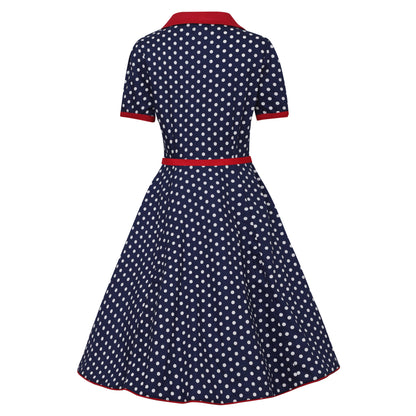 Penelope Polka Dor Kleid navy