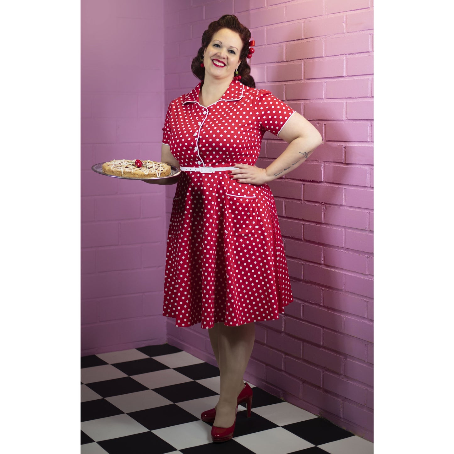 Penelope Polka Dot Kleid rot