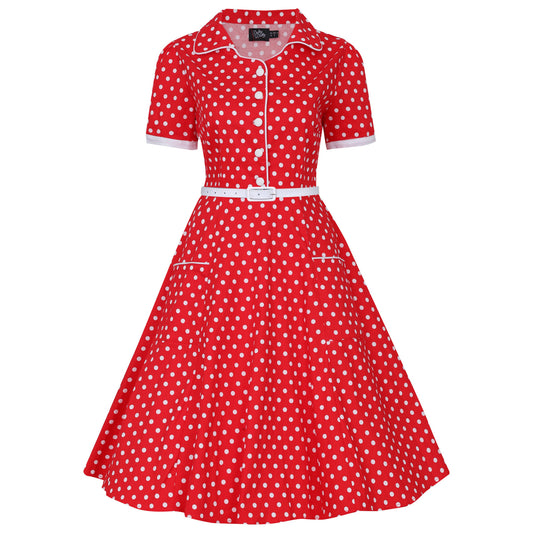 Penelope Polka Dot Kleid rot