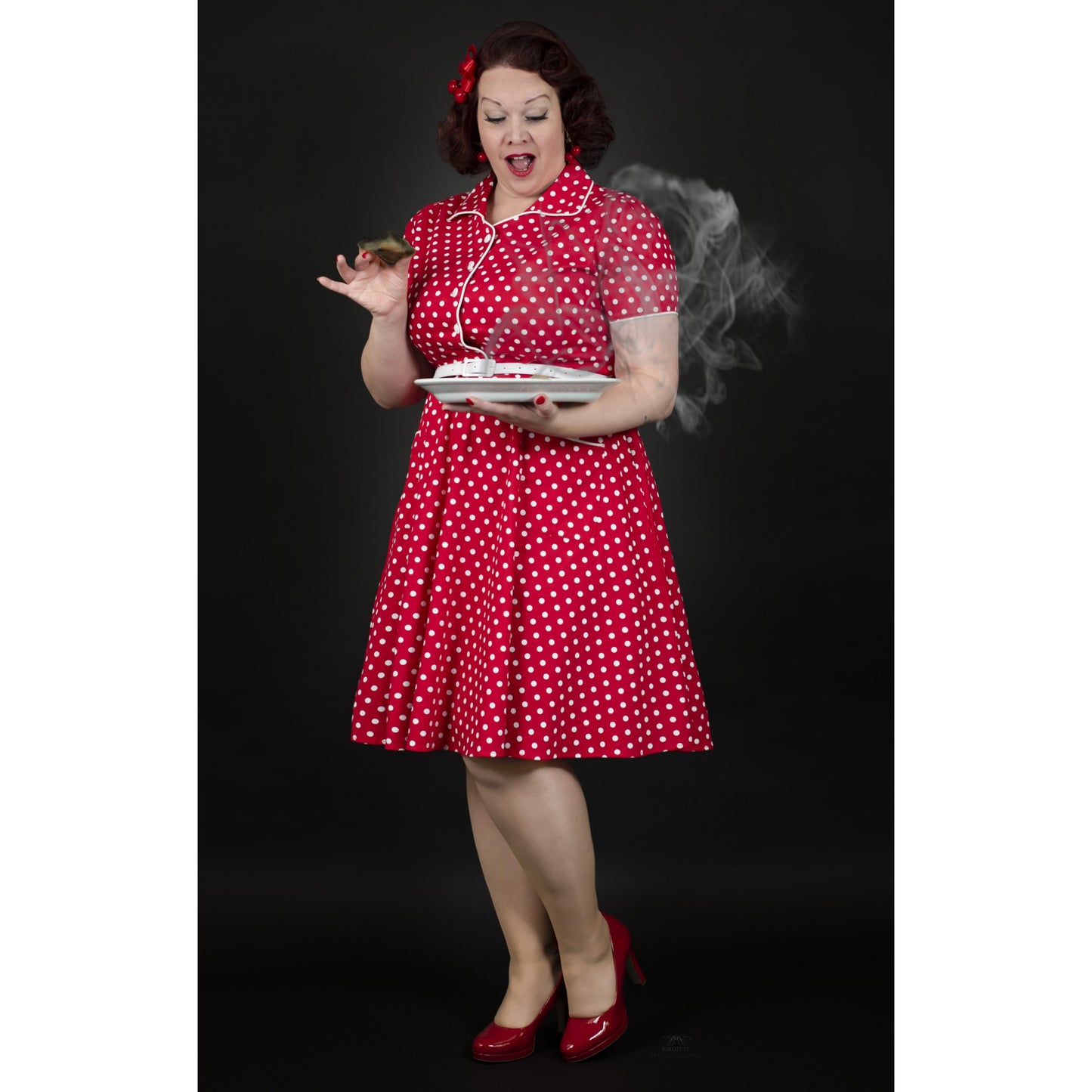 Penelope Polka Dot Kleid rot