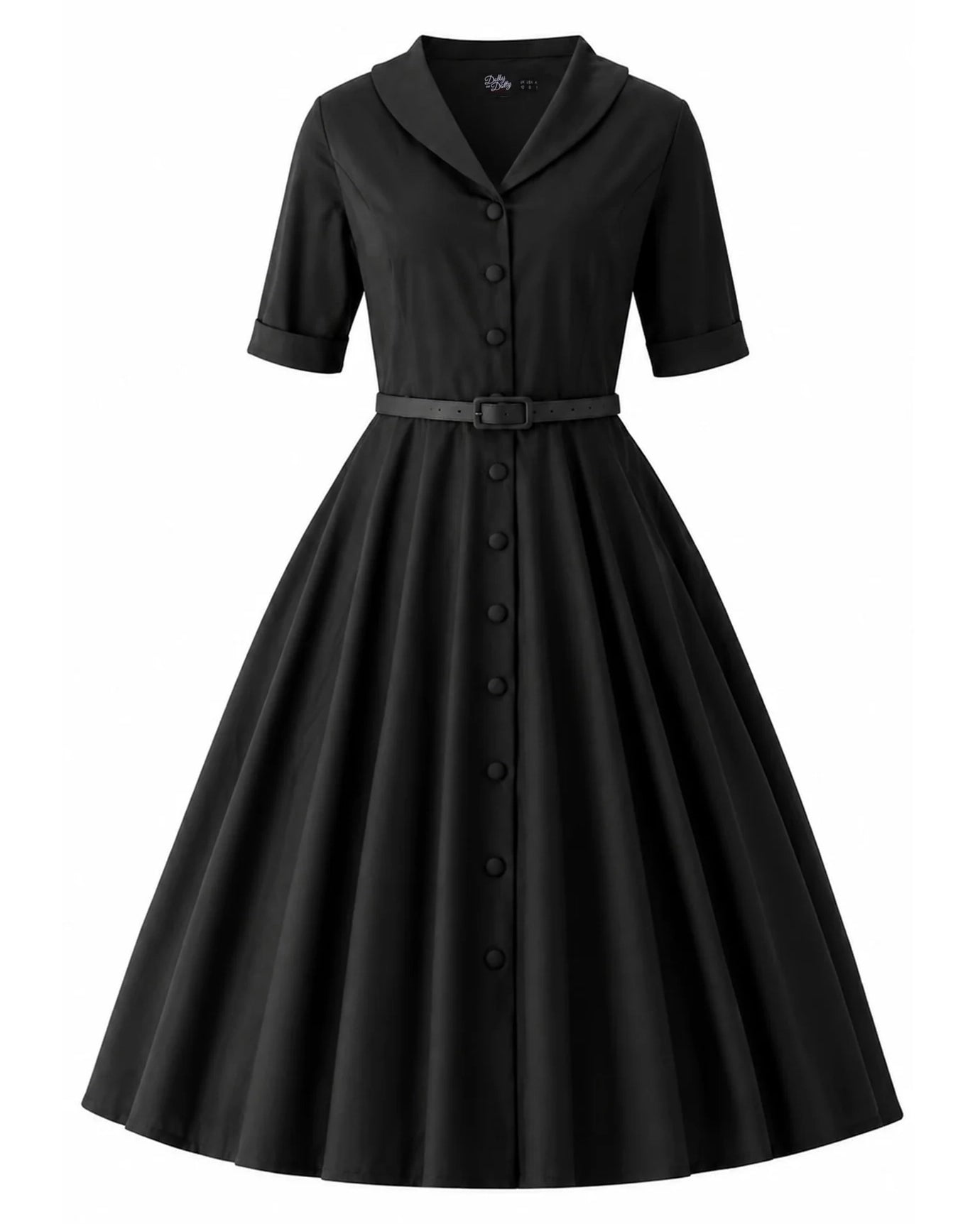 Mollie Hemdblusenkleid in uni schwarz