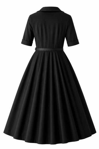 Mollie Hemdblusenkleid in uni schwarz