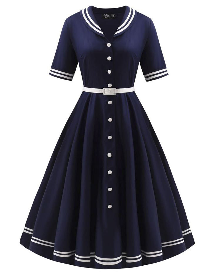 Mollie Sailor Shirt Dress - Rockabilly Kleid im maritimen Stil