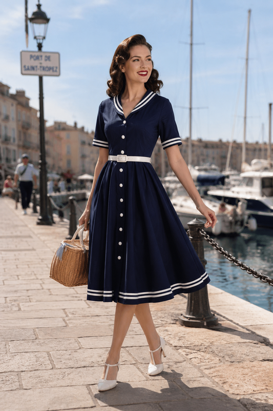Mollie Sailor Shirt Dress - Rockabilly Kleid im maritimen Stil