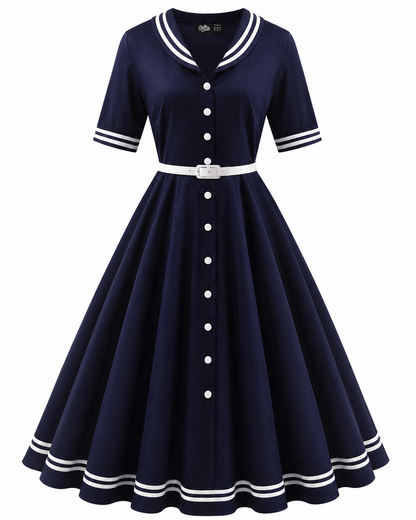 Mollie Sailor Shirt Dress - Rockabilly Kleid im maritimen Stil