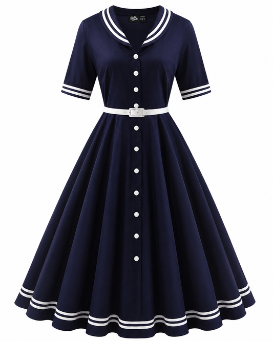 Mollie Sailor Shirt Dress - Rockabilly Kleid im maritimen Stil