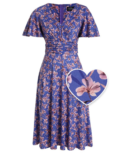 Donna Blue Orchid Dress - 40er Jahre Tea Kleid