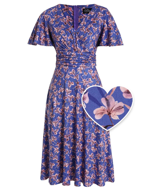 Donna Blue Orchid Dress - 40er Jahre Tea Kleid