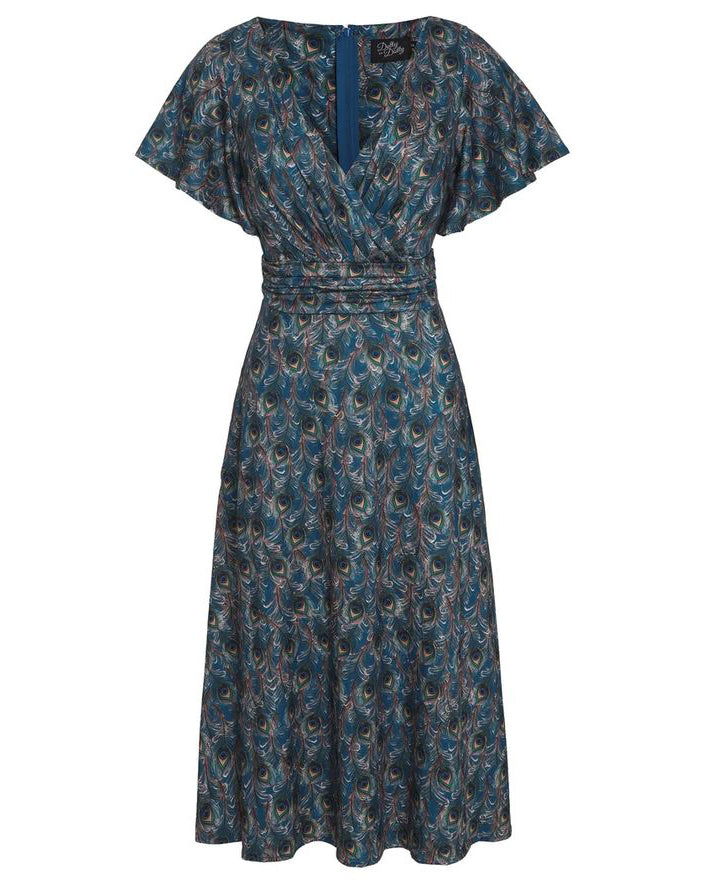 Donna Peacock Dress - Kleid mit Pfauenfeder-Muster