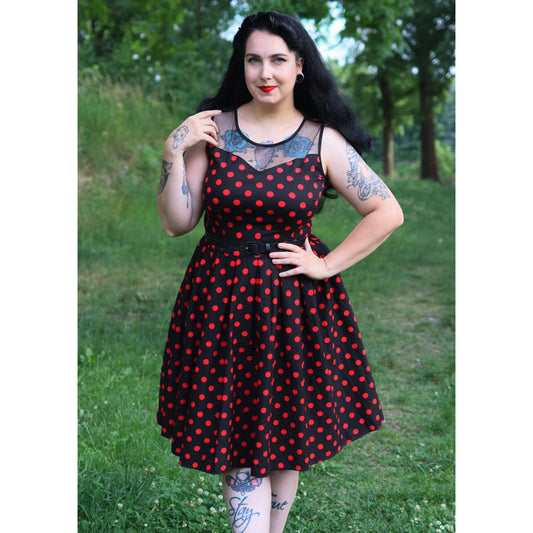 Elizabeth Vintage Polka Kleid schwarz-rot