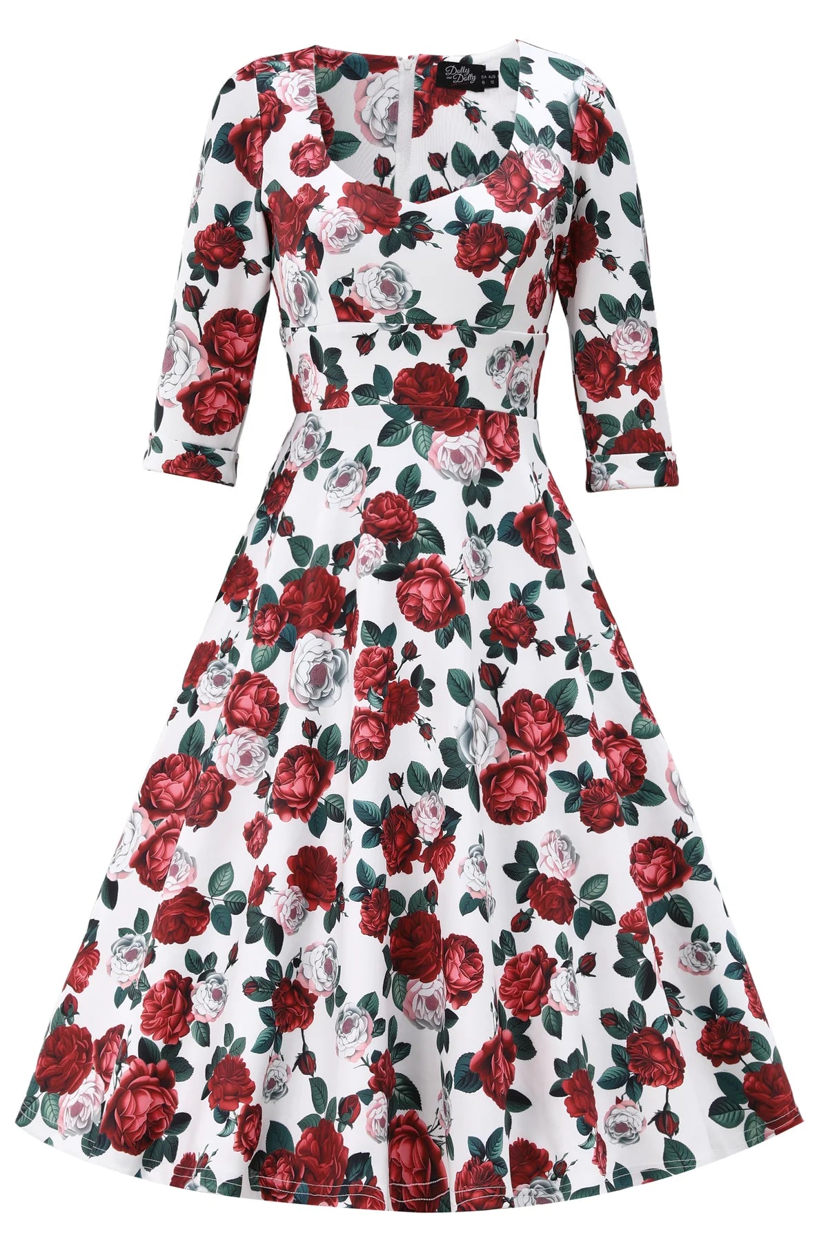 Red Peony Scarlett Kleid mit Rosen