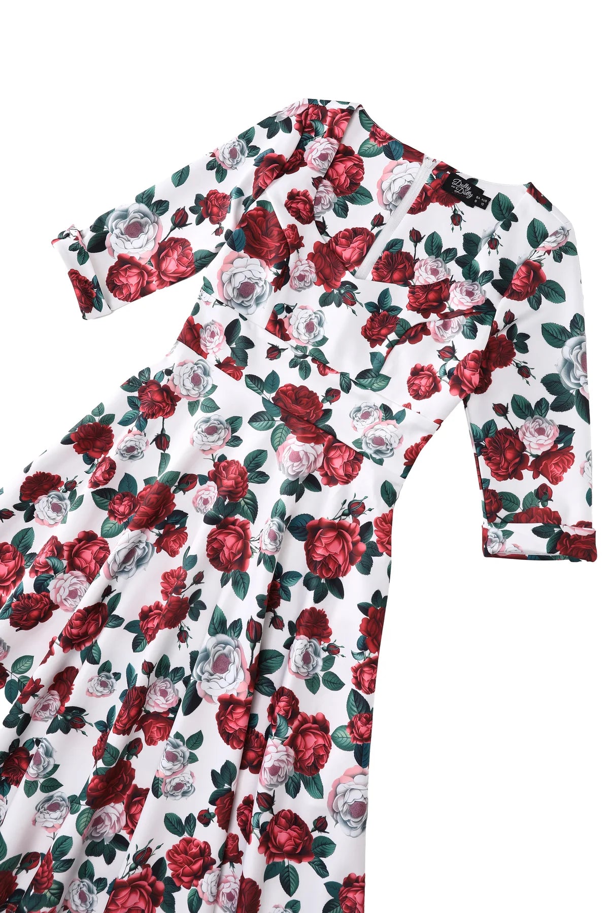 Red Peony Scarlett Kleid mit Rosen