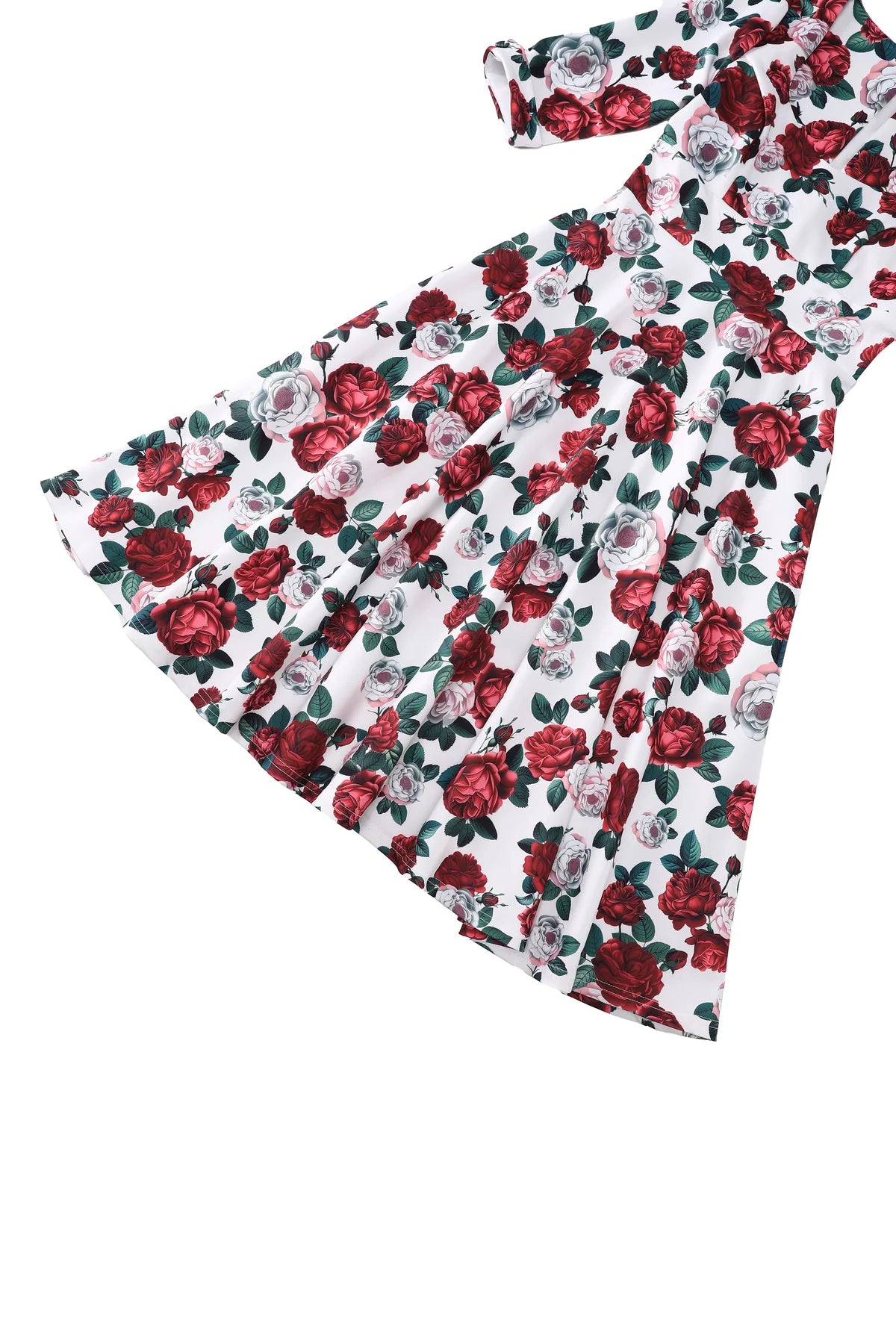 Red Peony Scarlett Kleid mit Rosen