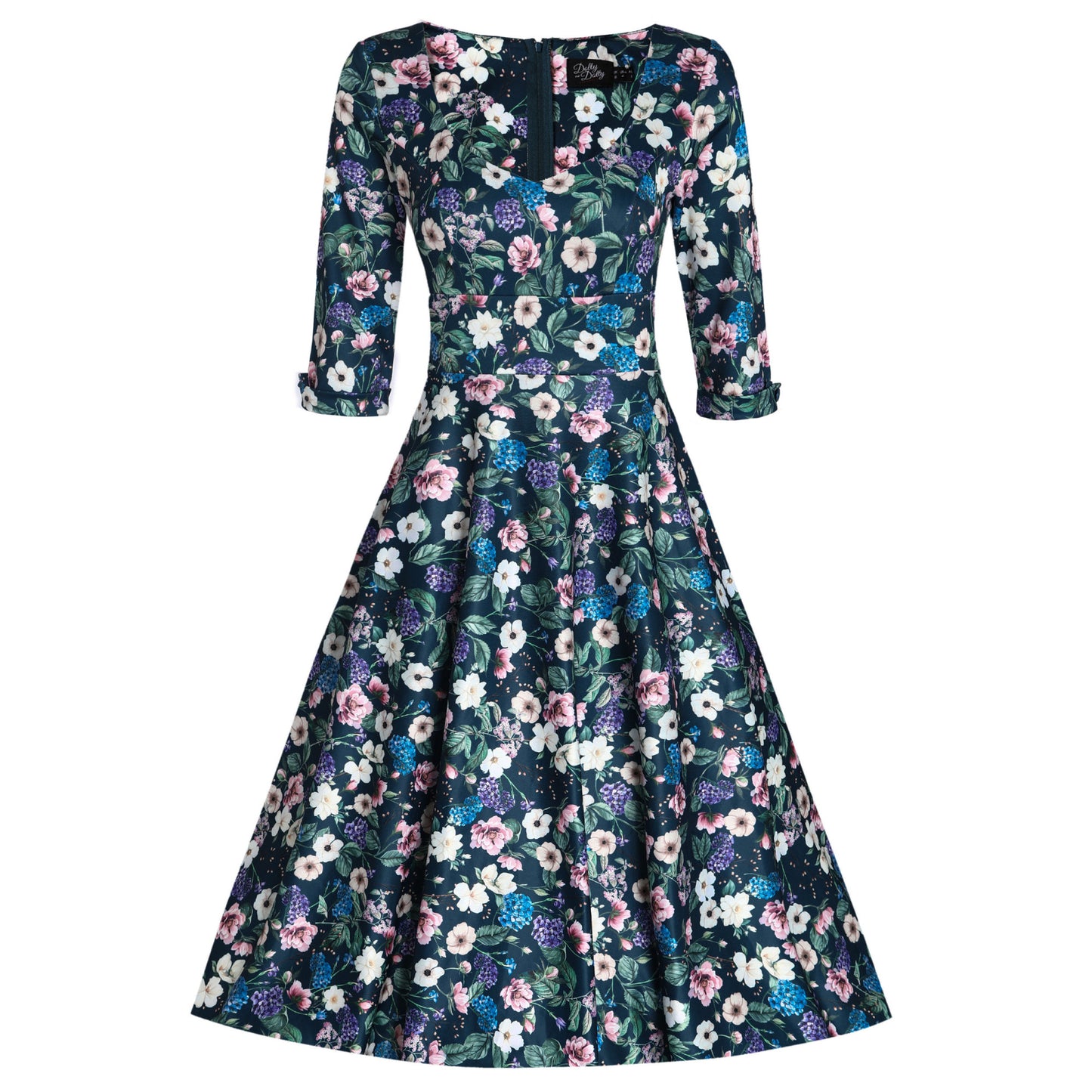 Navy Floral Garden Scarlett Dress