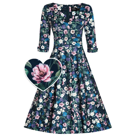 Navy Floral Garden Scarlett Dress