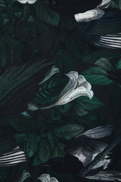 Dark Green Lily Dress - Offshoulder Kleid mit floralem Print