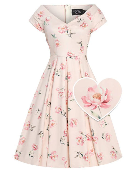 Pink Peony Dress - zartes Kleid mit Pfingstrosen