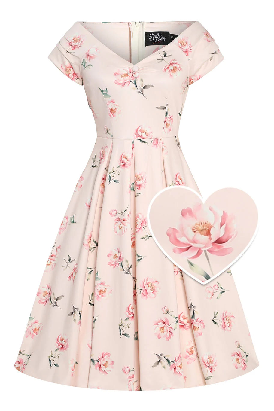 Pink Peony Dress - zartes Kleid mit Pfingstrosen