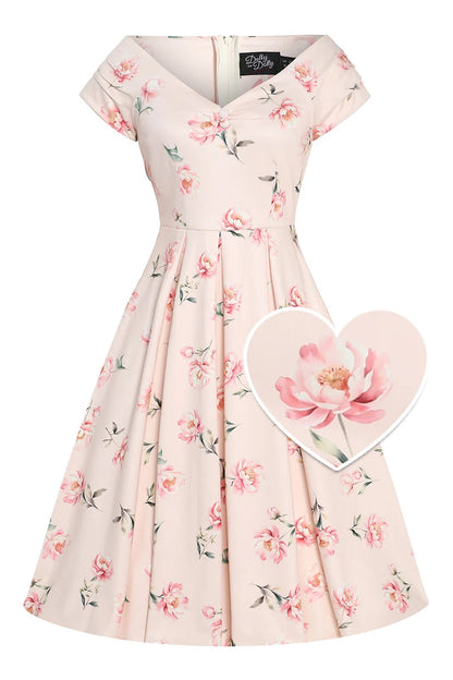 Pink Peony Dress - zartes Kleid mit Pfingstrosen