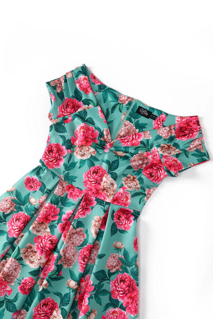 Kleid in mint mir rosa Blumemuster