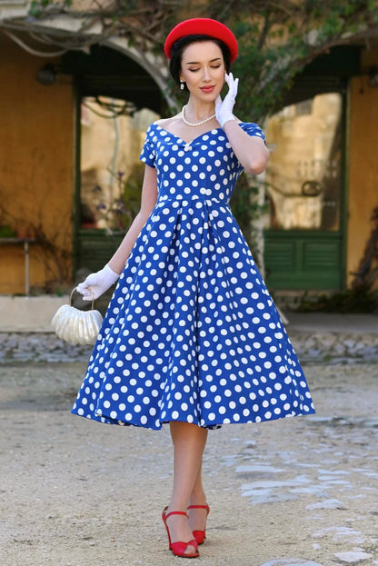 Lily Kleid in navy mit weißen Punkten