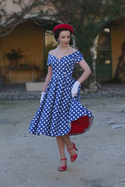 Lily Navy Polka Kleid