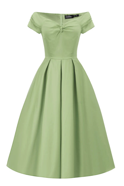 Lily Pistachio Off Shoulder Dress