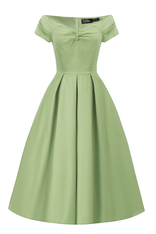 Lily Pistachio Off Shoulder Dress