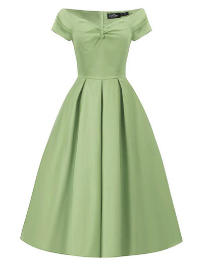 Lily Pistachio Off Shoulder Dress
