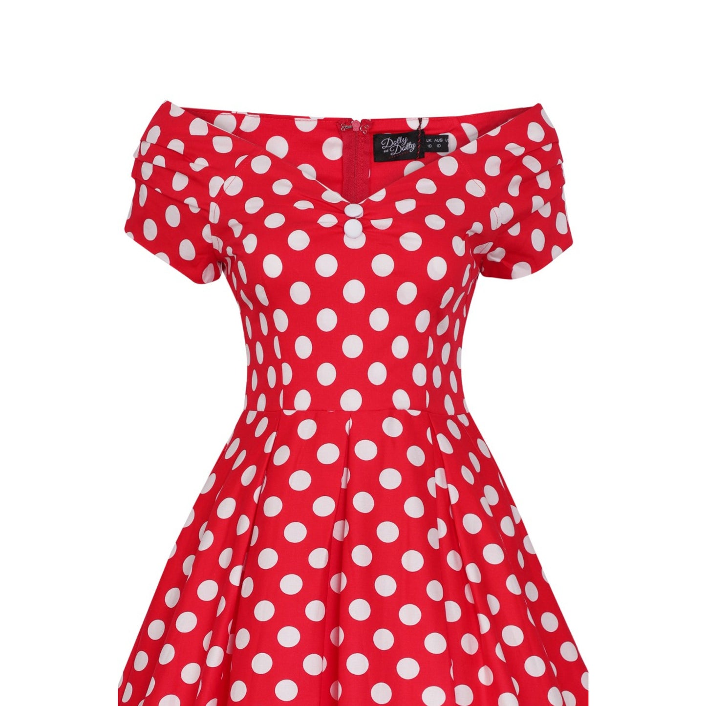 Lily Off Shoulder Kleid Polka Dot rot