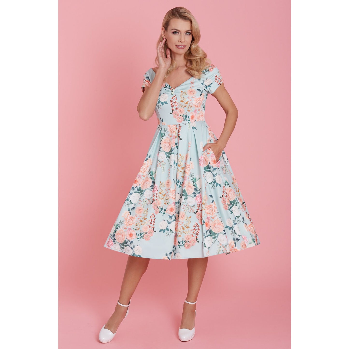 Floral Lily Dress light blue