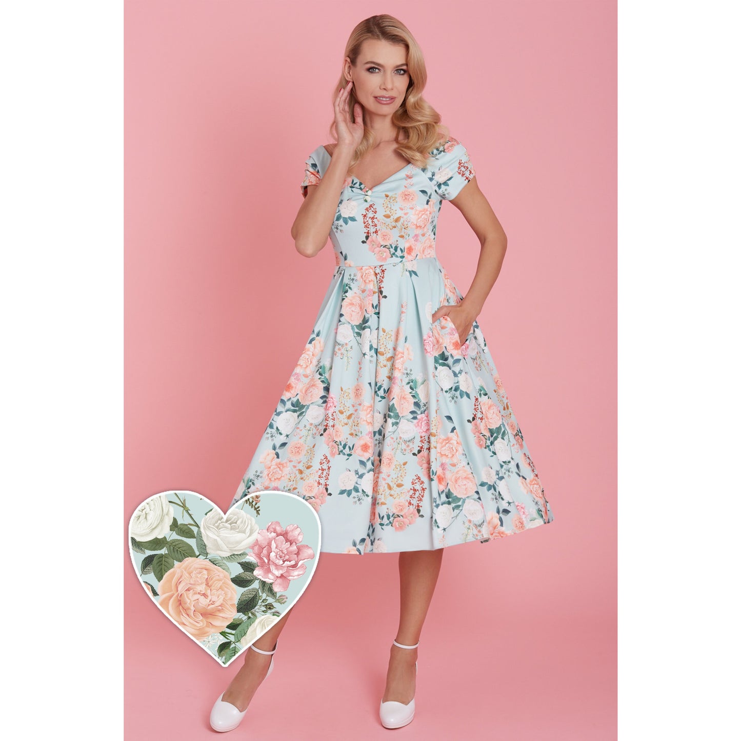 Floral Lily Dress light blue