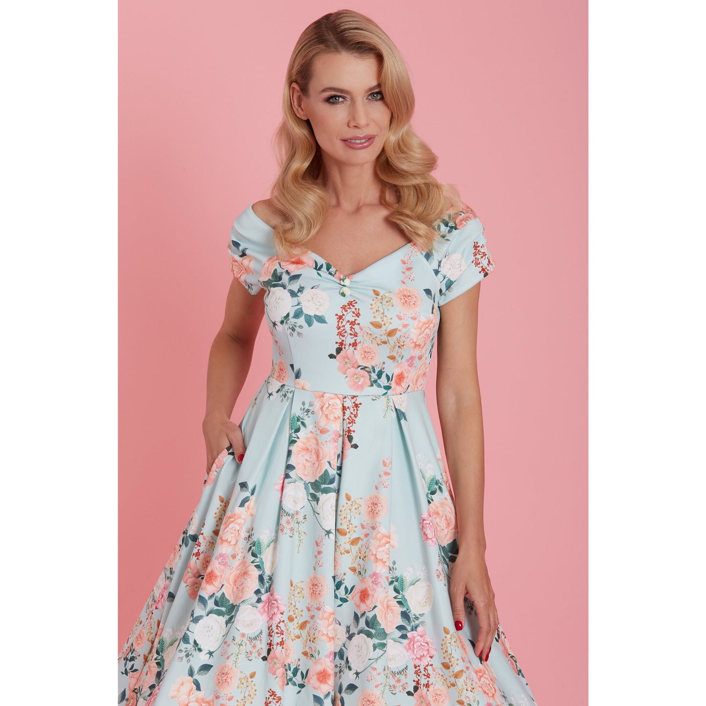 Floral Lily Dress light blue