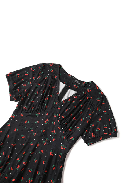 Black Cherry 40s Tea Dress - Kleid mit Kirschen