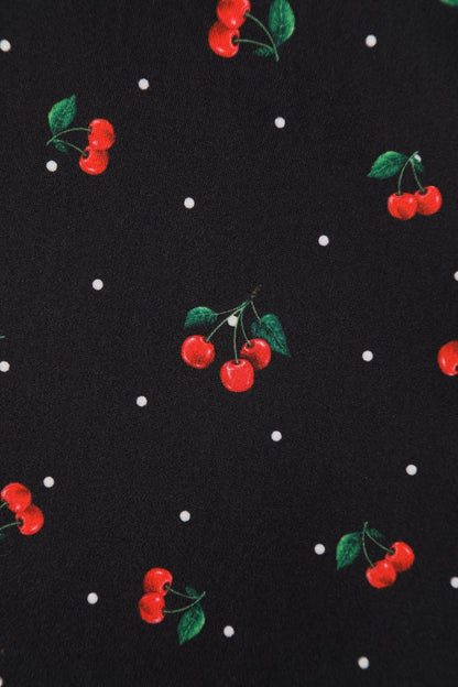 Black Cherry 40s Tea Dress - Kleid mit Kirschen
