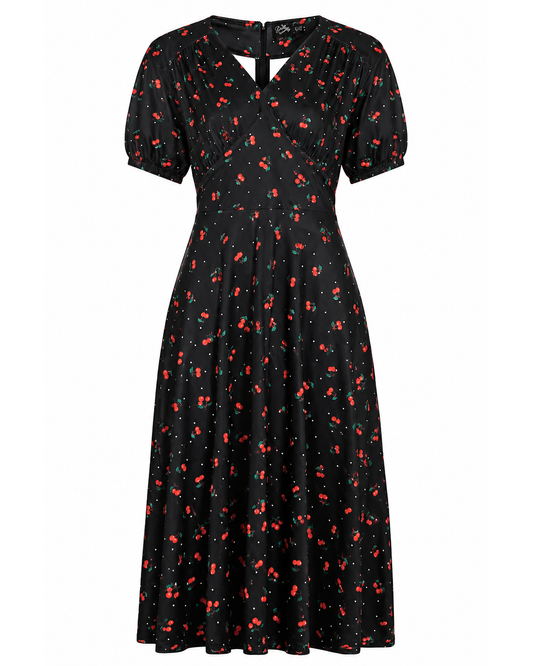 Black Cherry 40s Tea Dress - Kleid mit Kirschen