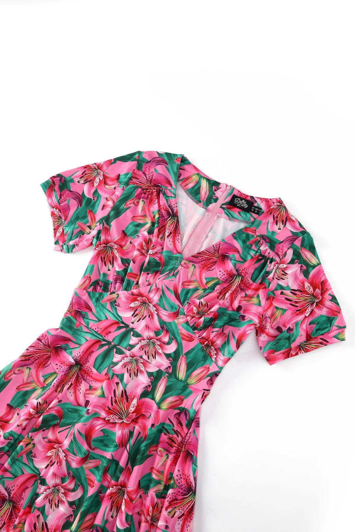 Pink Lily 40s Tea Dress - Florales Retro Midi Kleid