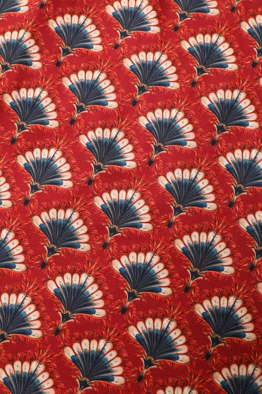 Rust Red Fanbust Dress - 40s Kleid mit Fächerprint