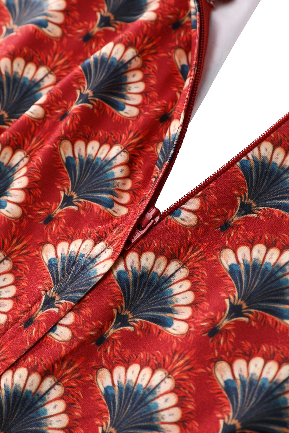 Rust Red Fanbust Dress - 40s Kleid mit Fächerprint
