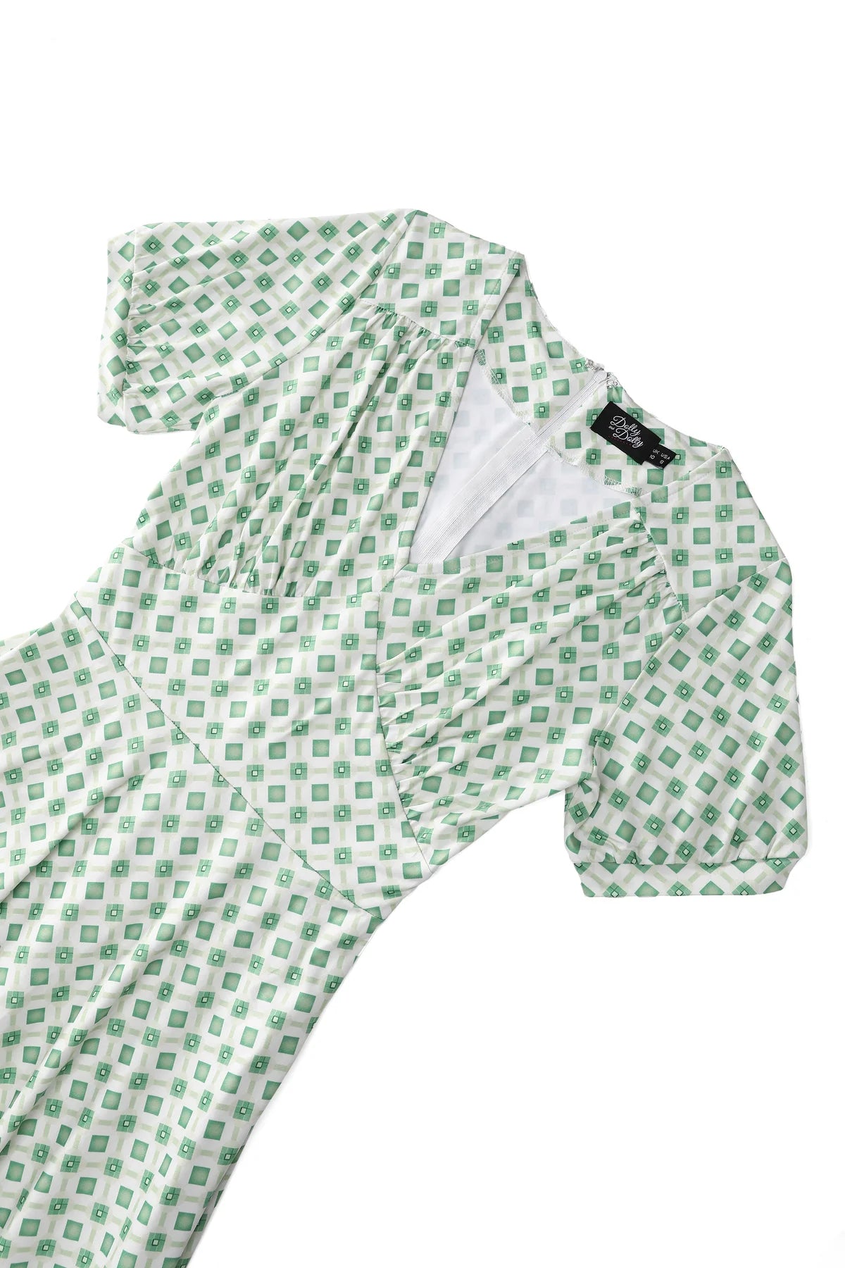 Light Green Geometric 40s Dress - Retro Kleid im 40er Look