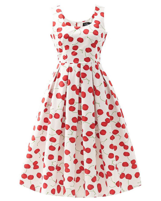 Red Cherry Ophelia Dress - Kirschenkleid in weiß