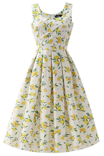 White Lemon Dress - Retro Kleid mit Zitronen
