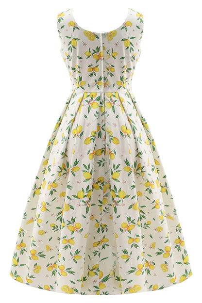 White Lemon Dress - Retro Kleid mit Zitronen