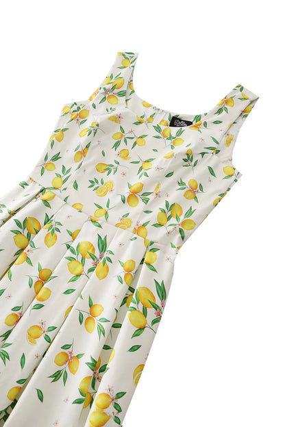 White Lemon Dress - Retro Kleid mit Zitronen