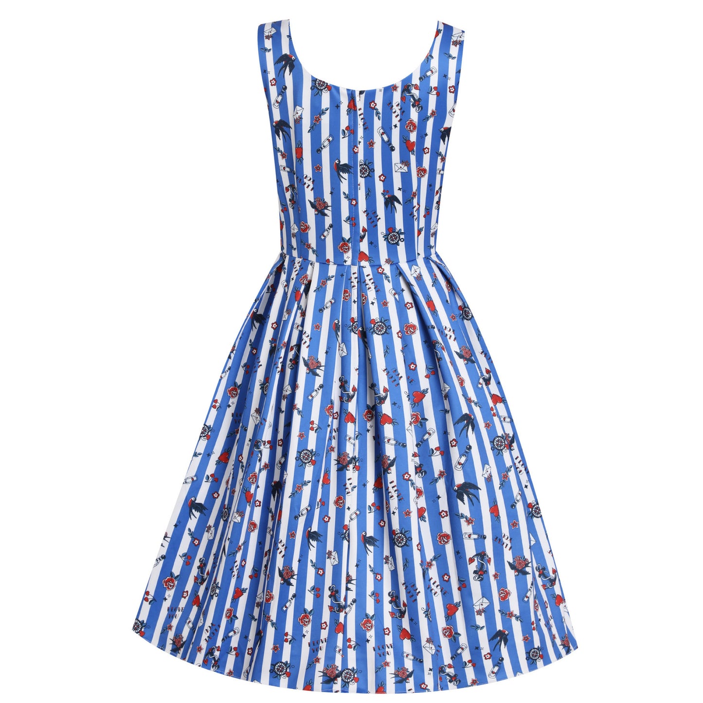 Blue Striped Old School Rockabilly Dress