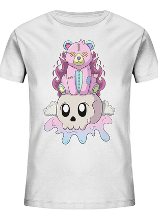 Kawaii Bear on Skull - Kids Organic Shirt