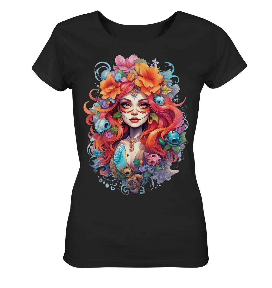 Dias de Los Muertos Orange Lady - Ladies Organic Shirt