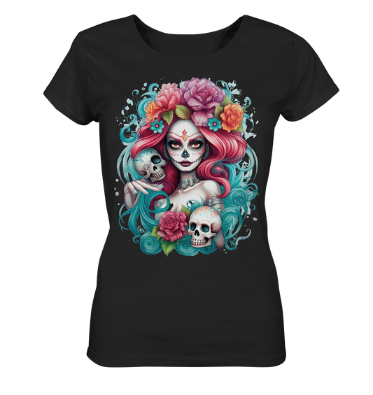 Dias de los Muertos Lady Two Skulls - Ladies Organic Shirt