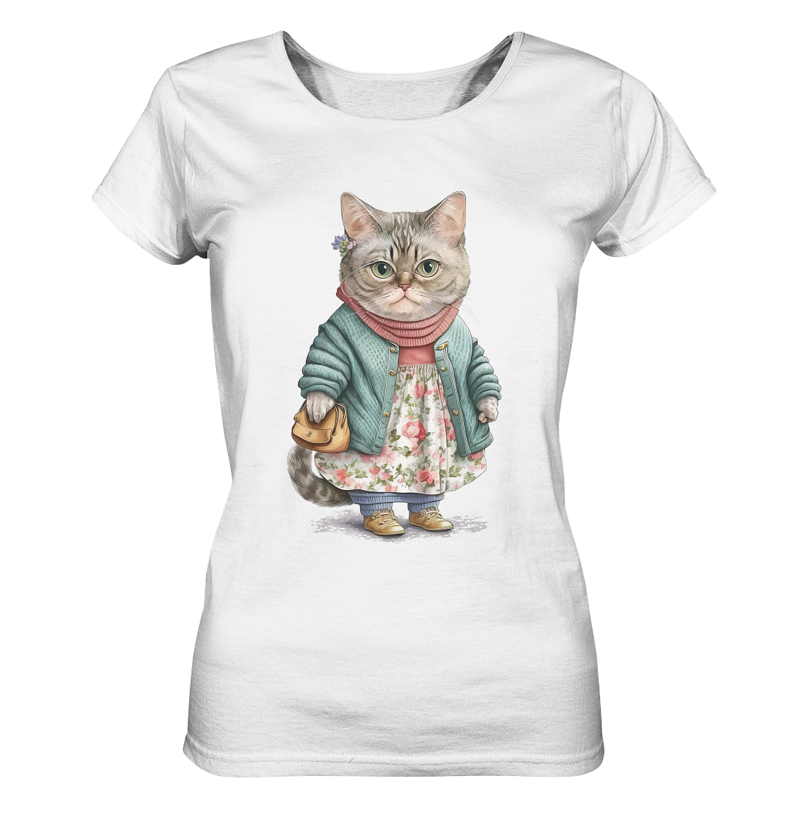 Vintage Cat Granny - Ladies Organic Shirt