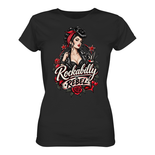 Rockabilly Rebel Rose - Ladies T-Shirt